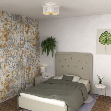 Потолочна люстра LOFT SHADE 3xE27/60W/230V біла/золота