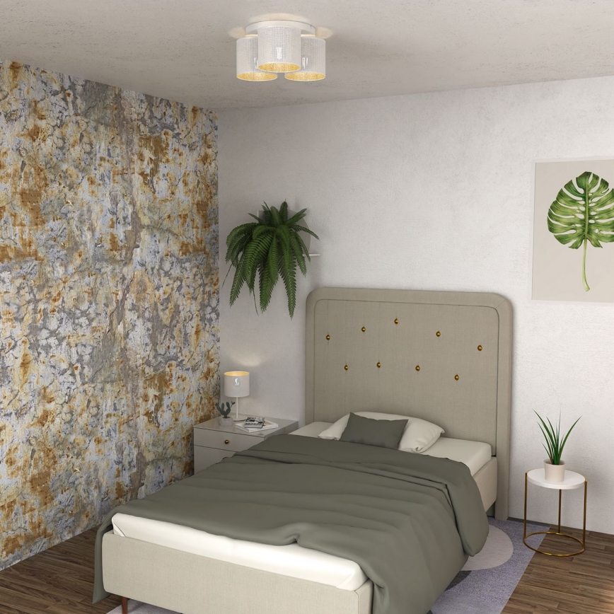 Потолочна люстра LOFT SHADE 3xE27/60W/230V біла/золота