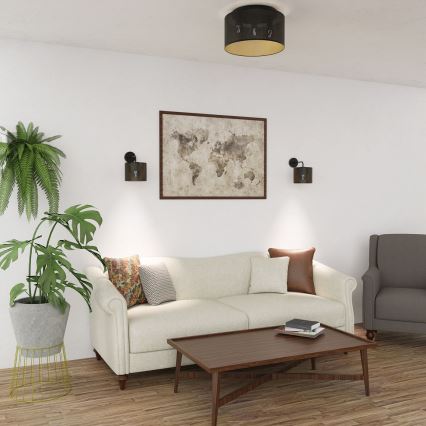 Потолочна люстра LOFT SHADE 3xE27/60W/230V чорний/золотий