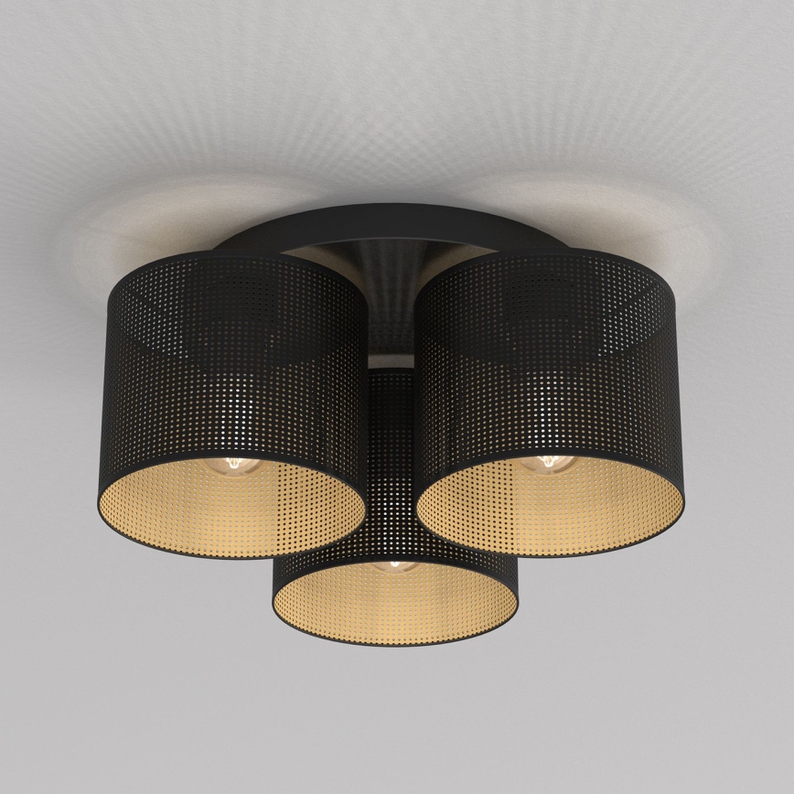 Потолочна люстра LOFT SHADE 3xE27/60W/230V чорний/золотий