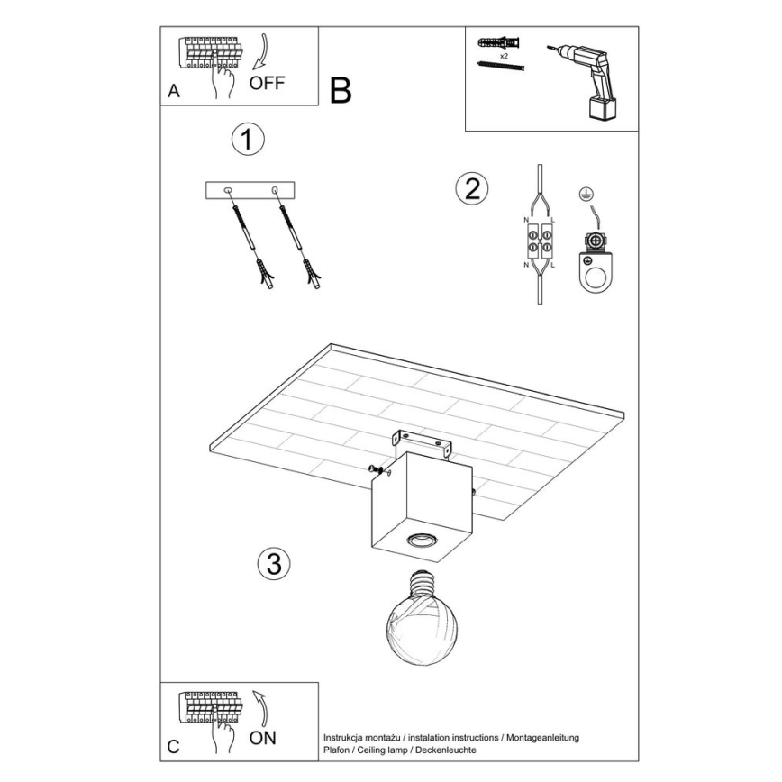Потолочный светильник ABEL 1xE27/60W/230V бетон