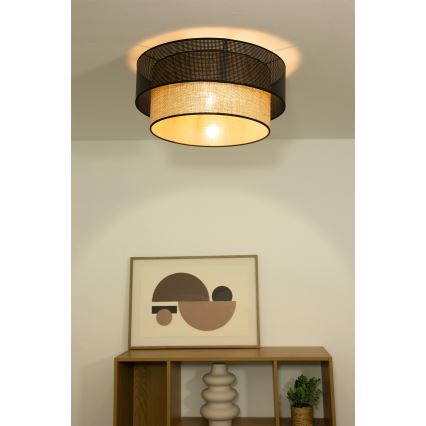 Потолочный светильник BORHO 1xE27/60W/230V, диаметр 50 см, черный/джут