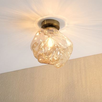 Потолочный светильник CRISTAL 1xE14/15 Вт/230 В латунь/дымчато-бежевый