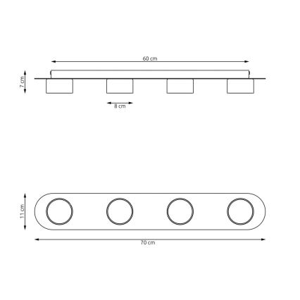 Потолочный светильник DIAZ 4xGX53/12W/230V черный