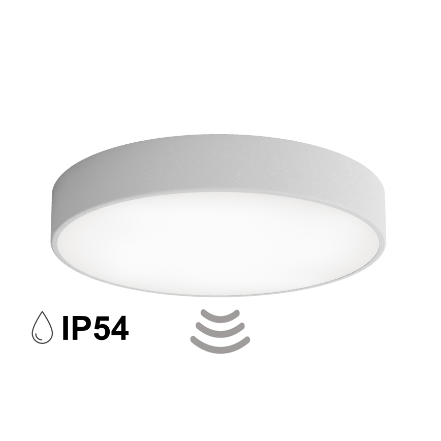 Потолочный светильник для ванной CLEO с датчиком, 4xE27/24W/230V, диаметр 50 см, IP54, серый