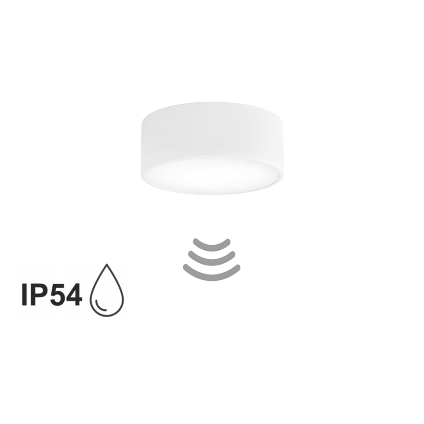 Потолочный светильник для ванной комнаты с датчиком CLEO 1xE27/24W/230V Ø 20 см IP54 белый