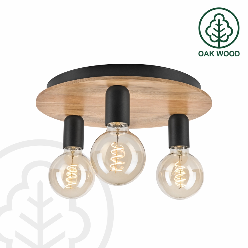 Потолочный светильник DUSTY 3xE27/15W/230V диаметр 34 cm дуб/черная