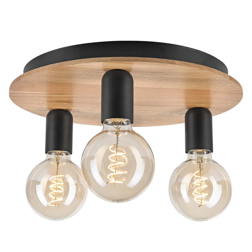 Потолочный светильник DUSTY 3xE27/15W/230V диаметр 34 cm дуб/черная