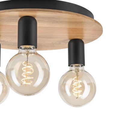 Потолочный светильник DUSTY 3xE27/15W/230V диаметр 34 cm дуб/черная