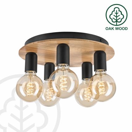 Потолочный светильник DUSTY 5xE27/15W/230V диаметр 34 см дуб/черный