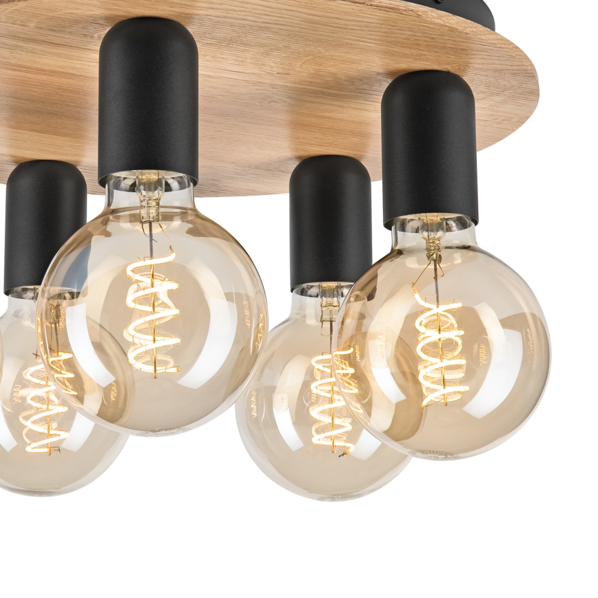 Потолочный светильник DUSTY 5xE27/15W/230V диаметр 34 см дуб/черный