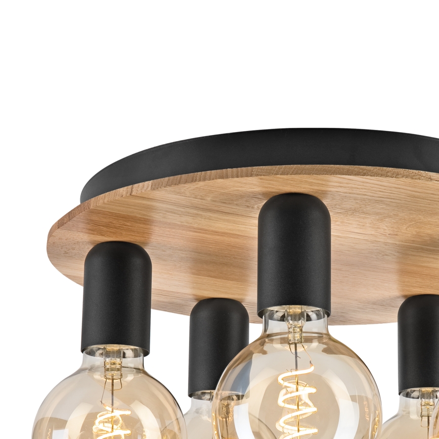 Потолочный светильник DUSTY 5xE27/15W/230V диаметр 34 см дуб/черный