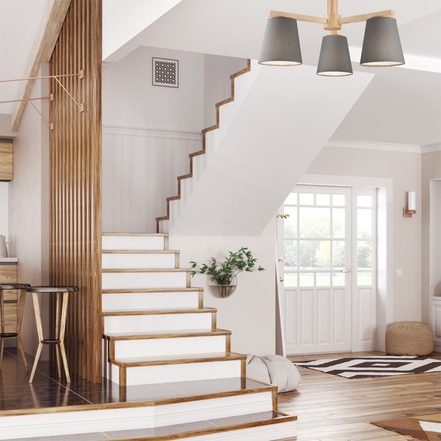 Потолочная люстра ELLIE 3xE27/60W/230V серый/бук