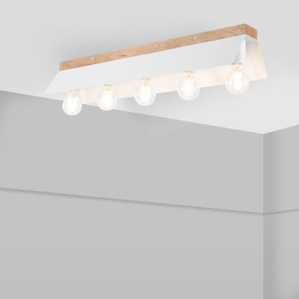 Потолочный светильник ESME 5xE27/15W/230V белый/дуб