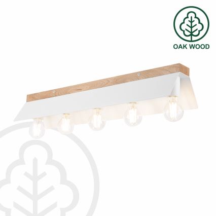 Потолочный светильник ESME 5xE27/15W/230V белый/дуб