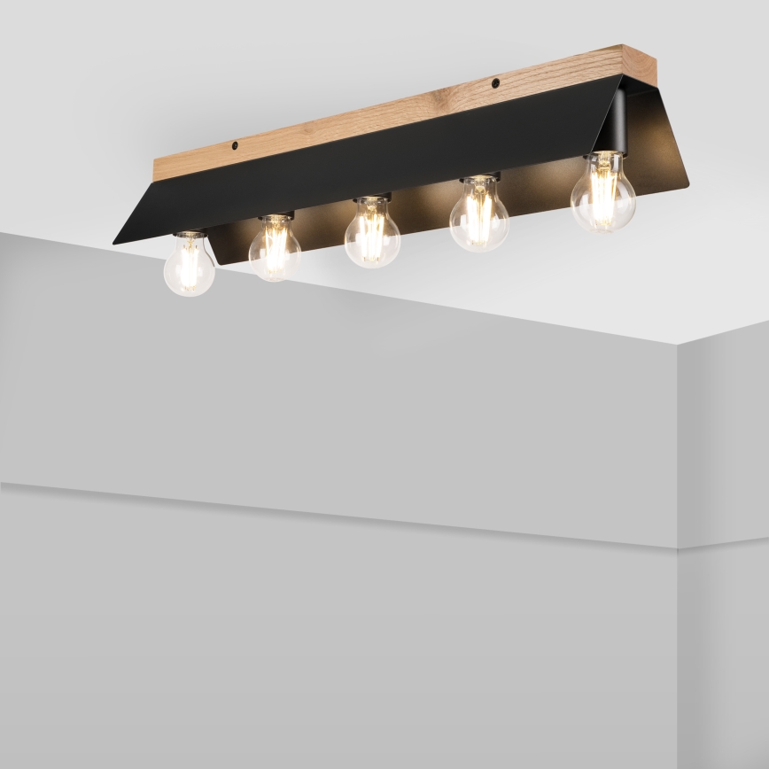 Потолочный светильник ESME 5xE27/15W/230V черный/дуб