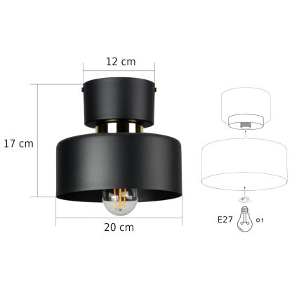 Потолочный светильник IGNIA 1xE27/60W/230V черный/золотой