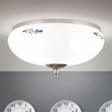 Потолочный светильник LANDHAUS 2xE27/60W/230V, диаметр 28 см, матовый хром/белый/синий