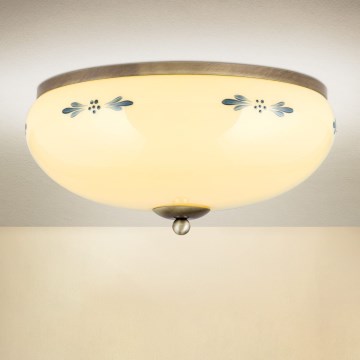 Потолочный светильник LANDHAUS 3xE27/60W/230V диам. 35 см бронзовый/бежевый/синий