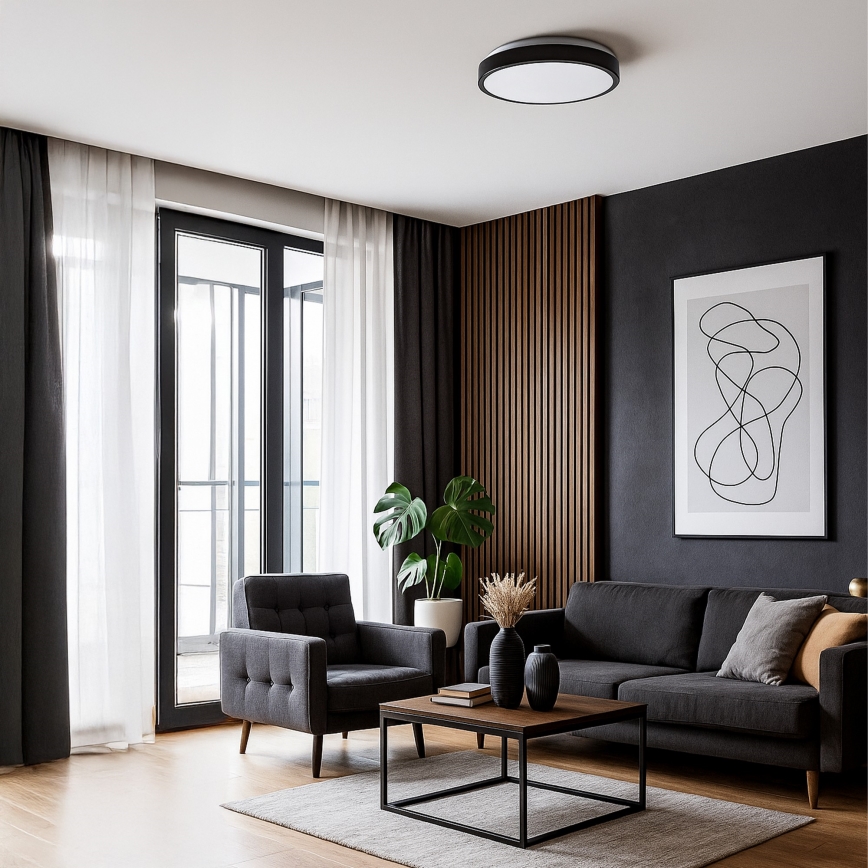 Потолочный светильник LIBRA LED, 15 Вт, 230 В, 4000 К, диаметр 29 см, чёрный