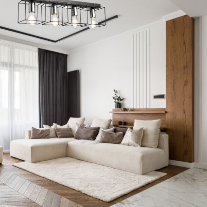 Потолочный светильник MIKA 4xE27/60W/230V 61 см черный/блестящий хром