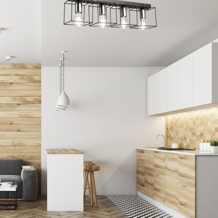 Потолочный светильник MIKA 4xE27/60W/230V 61 см черный/блестящий хром