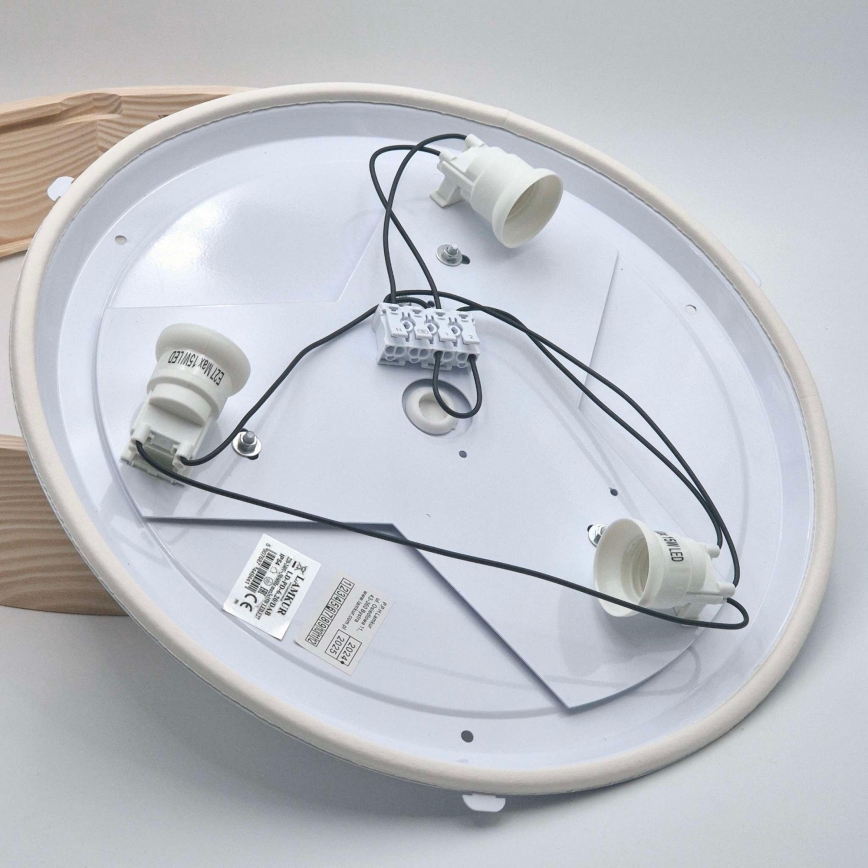 Потолочный светильник для ванной NATURAL 3xE27/15W/230V IP54 сосна Ø 37 см