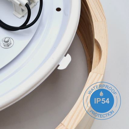 Потолочный светильник для ванной NATURAL 3xE27/15W/230V IP54 сосна Ø 37 см