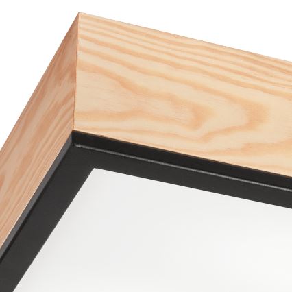 Потолочный светильник NATURAL SQUARE 2xE27/15W/230V 31x31 см сосна/черный