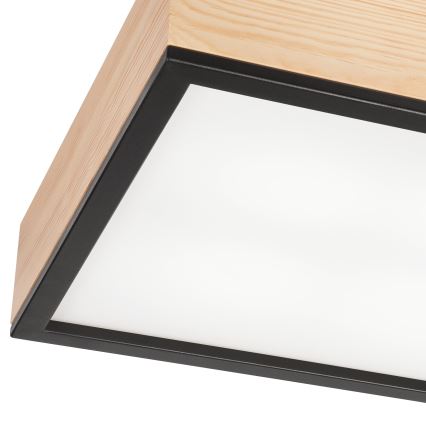 Потолочный светильник NATURAL SQUARE 4xE27/15W/230V 39x39 см сосна/черный