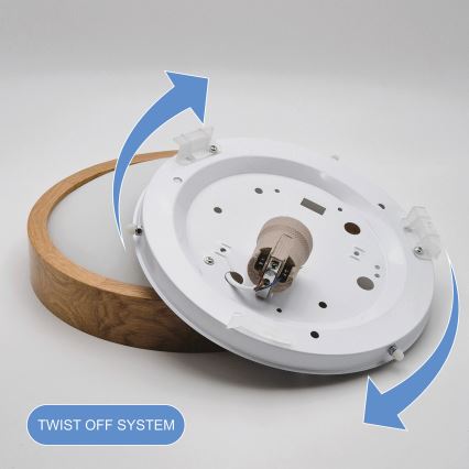 Потолочный светильник OAK SLIM 1xE27/60W/230V дуб Ø 27 см