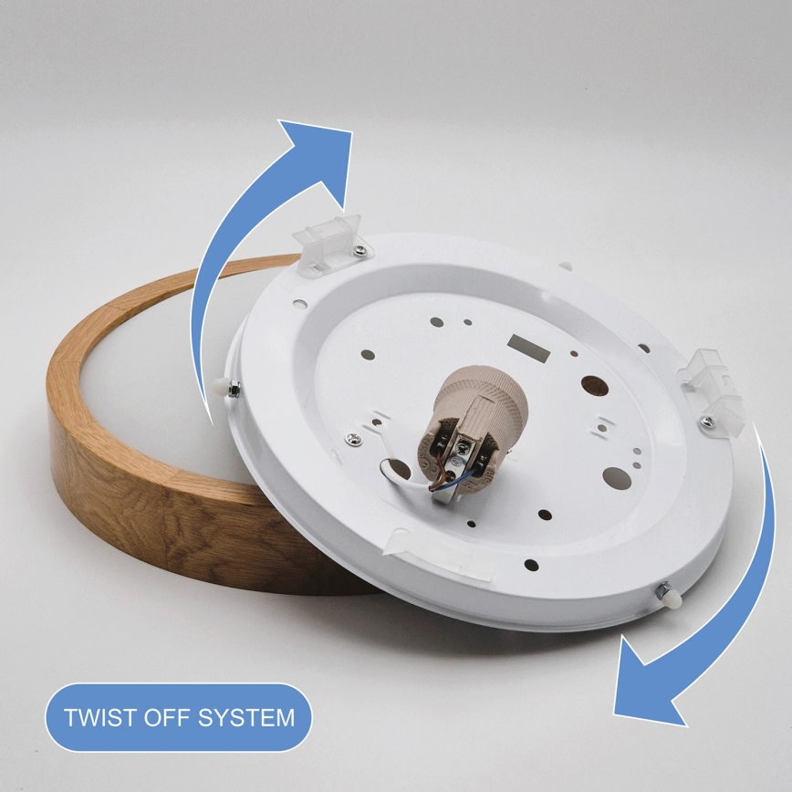 Потолочный светильник OAK SLIM 1xE27/60W/230V дуб Ø 27 см