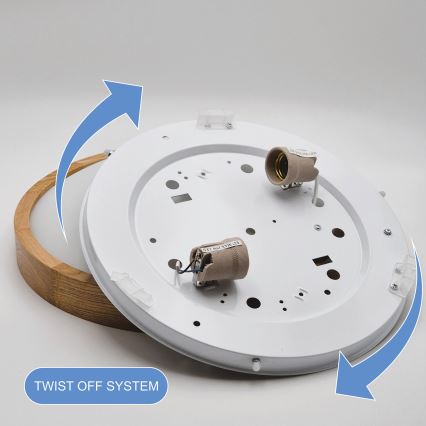 Потолочный светильник OAK SLIM 2xE27/60W/230V дуб Ø 37 см