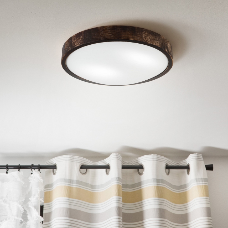 Потолочный светильник OAK SMOKY SLIM, 2x E27/15 Вт/230 В, Ø 37 см, дуб/тёмно-коричневый