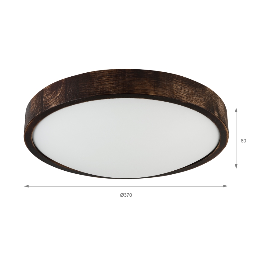 Потолочный светильник OAK SMOKY SLIM, 2x E27/15 Вт/230 В, Ø 37 см, дуб/тёмно-коричневый