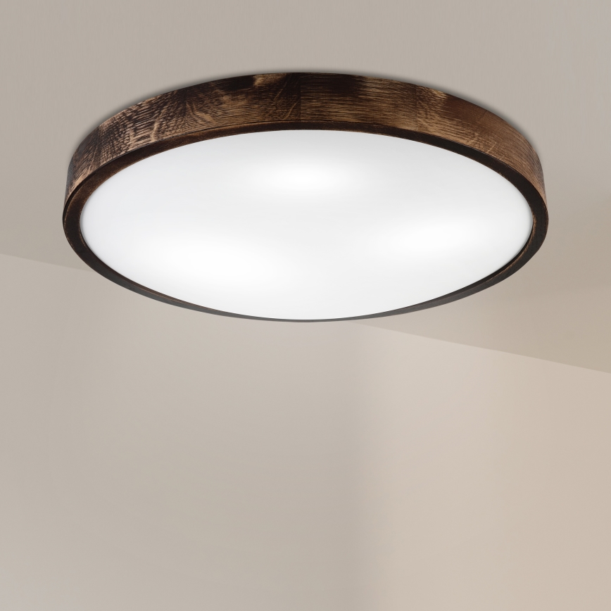 Потолочный светильник OAK SMOKY SLIM 3xE27/15W/230V диаметр 47 см дуб/тёмно-коричневый