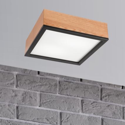 Потолочный светильник OAK SQUARE 2xE27/15W/230V 31x31 см дуб/черный