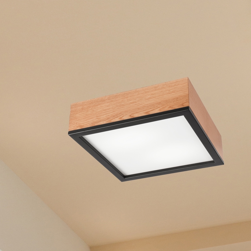 Потолочный светильник OAK SQUARE 2xE27/15W/230V 31x31 см дуб/черный