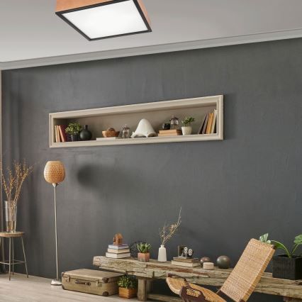 Потолочный светильник OAK SQUARE 4xE27/15W/230V 48x48 см дуб/черный