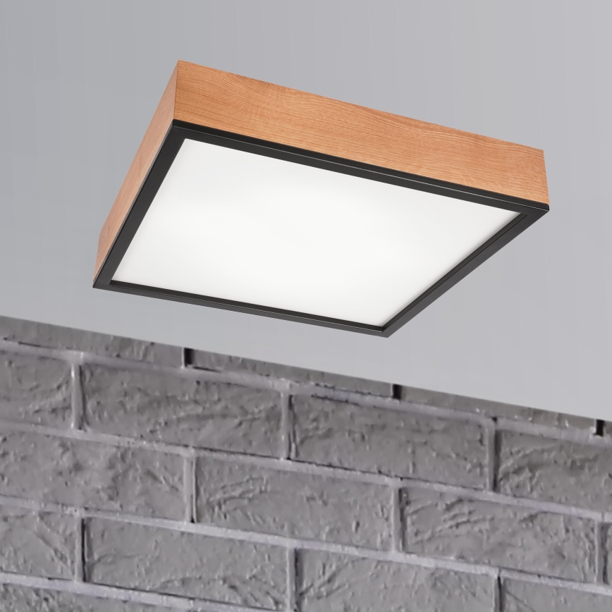 Потолочный светильник OAK SQUARE 4xE27/15W/230V 48x48 см дуб/черный