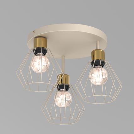 Потолочный светильник PARKLA 3xE27/15W/230V бежевая/золотая