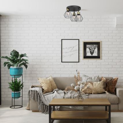 Потолочный светильник PARKLA 3xE27/15W/230V черный/золотистый