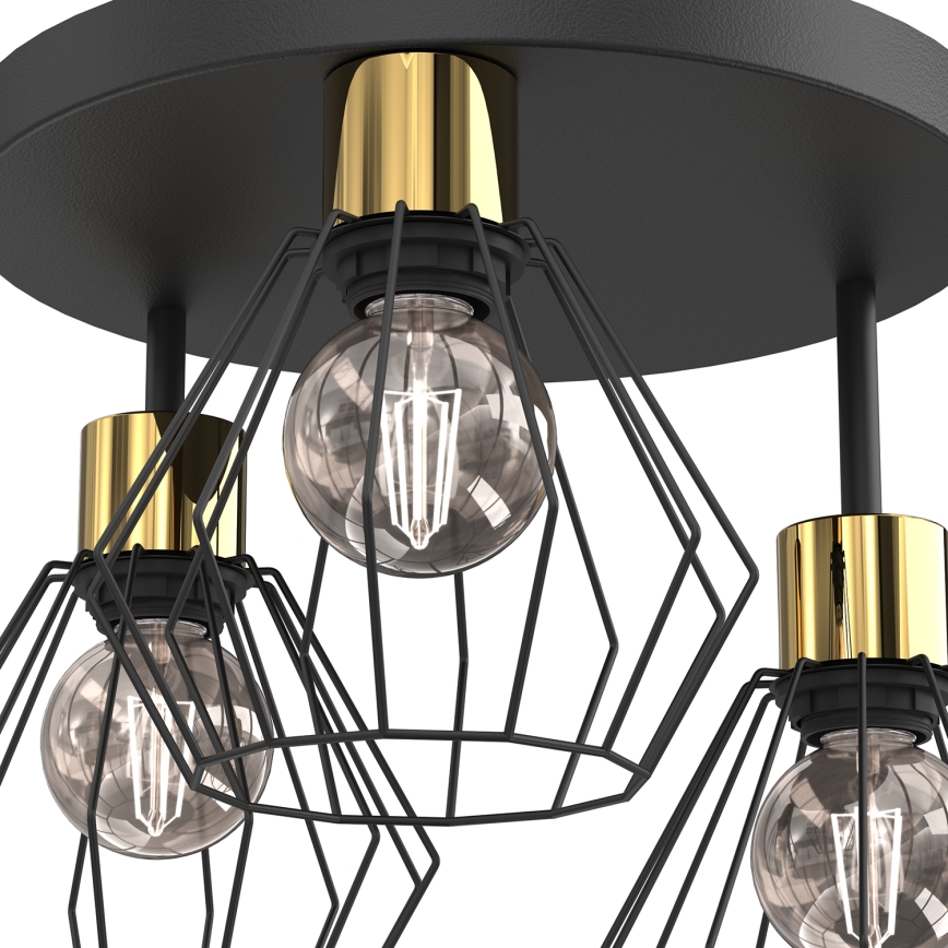 Потолочный светильник PARKLA 3xE27/15W/230V черный/золотистый
