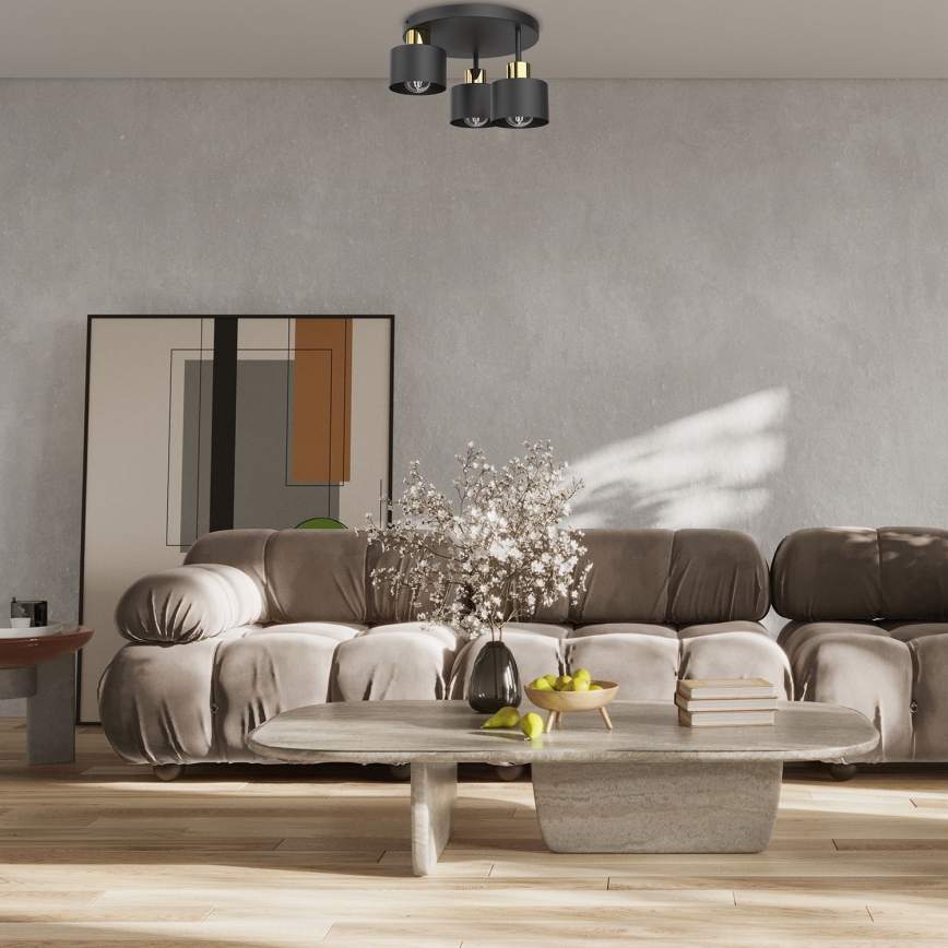 Потолочный светильник PARKLA 3xE27/15W/230V черный/золотистый