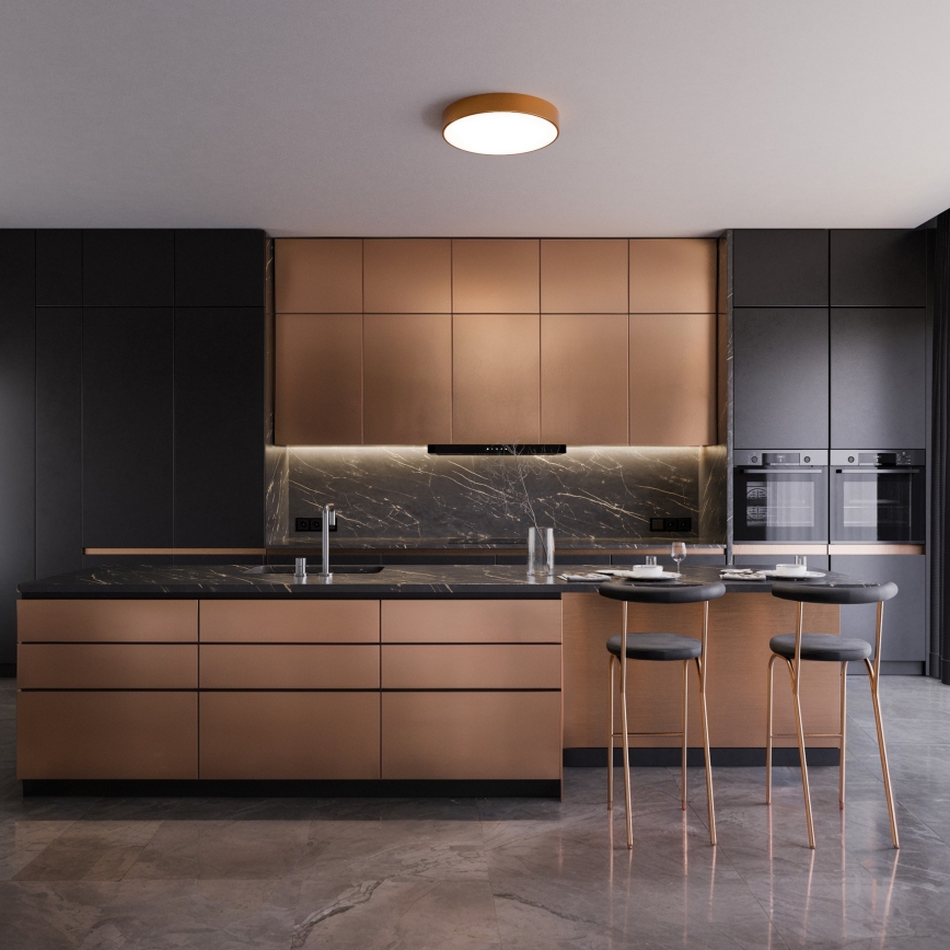 Потолочный светильник CLEO с датчиками движения и сумерек, 2xE27/24W/230V, диаметр 30 см, медная отделка