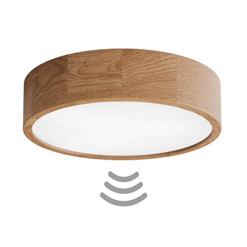 Потолочный светильник с датчиком движения и сумерек CLEO 3xE27/24W/230V, диаметр 37,5 см, дуб