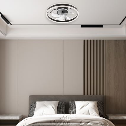 Светодиодный регулируемый потолочный светильник с вентилятором APOLLO LED/38W/230V черный + пульт дистанционного управления