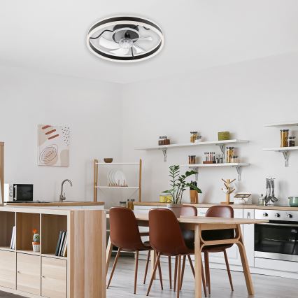 Светодиодный регулируемый потолочный светильник с вентилятором APOLLO LED/38W/230V черный + пульт дистанционного управления