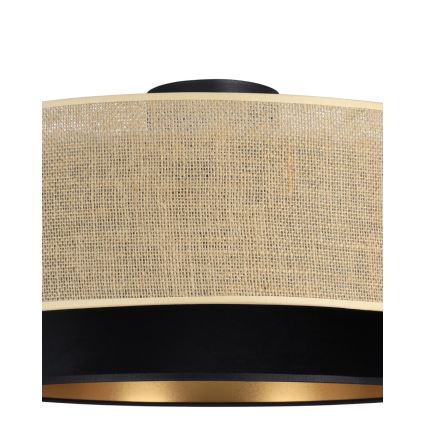 Потолочный светильник SARTA 1×E27/60 Вт/230 В, диаметр 45 см, чёрный/джут