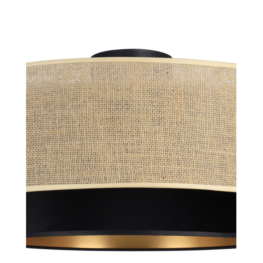 Потолочный светильник SARTA 1×E27/60 Вт/230 В, диаметр 45 см, чёрный/джут